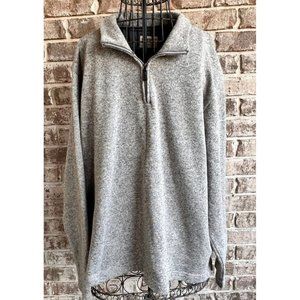 Wrangler Authentics Sweater Mens 2XL Heather Gray Quarter Zip Pullover R…
